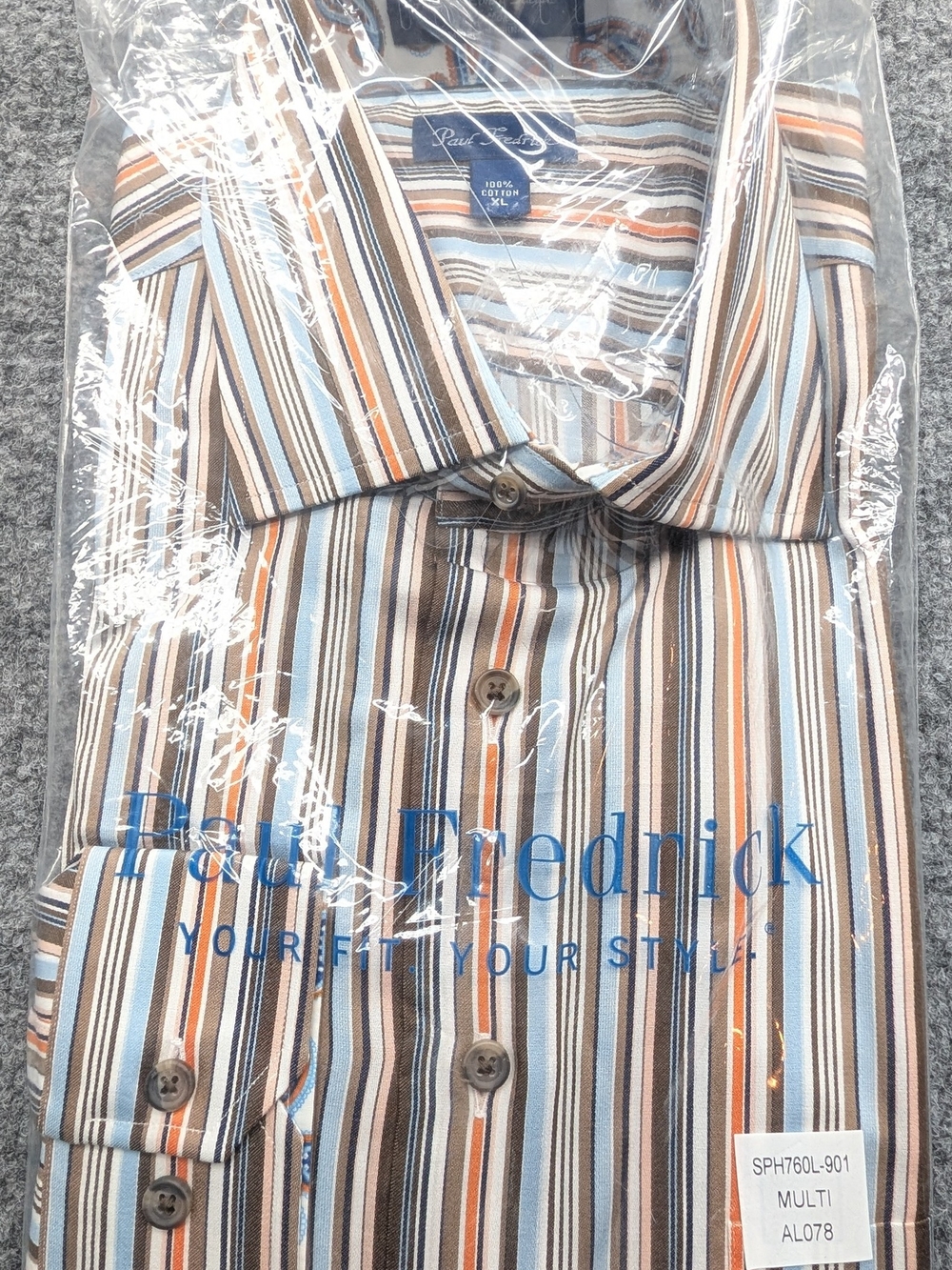 Paul Fredrick Multi Color Striped Dress Shirt Men's XL NWT